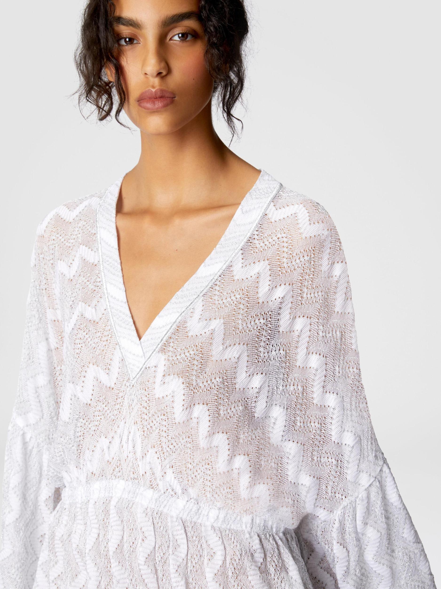 Cover-up dress in zig zag lamé viscose with wide sleeves Product Image