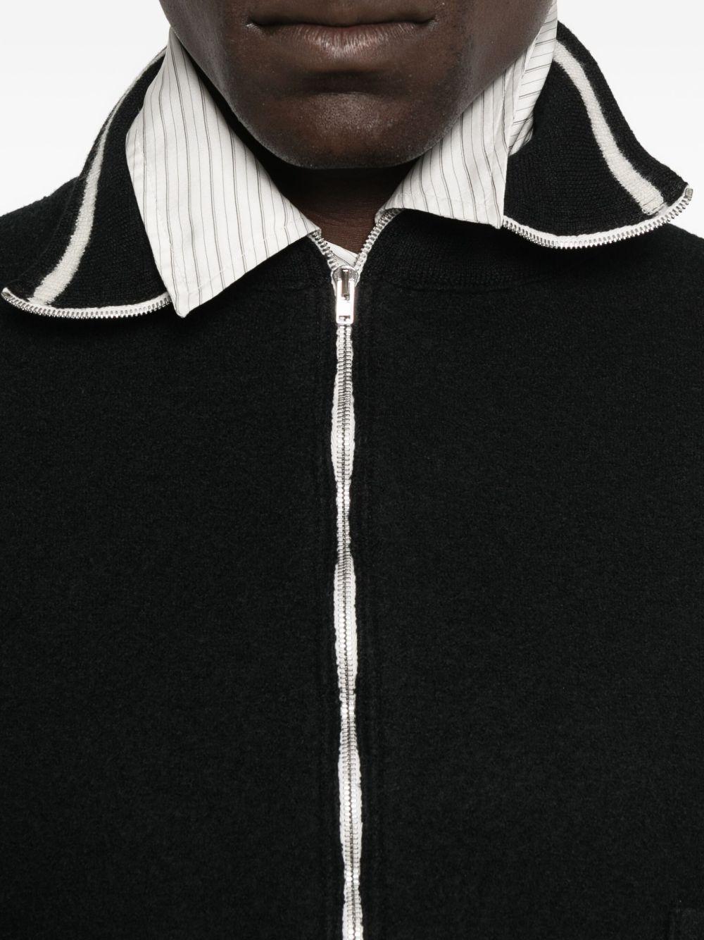 zip-front high-neck cardigan Product Image