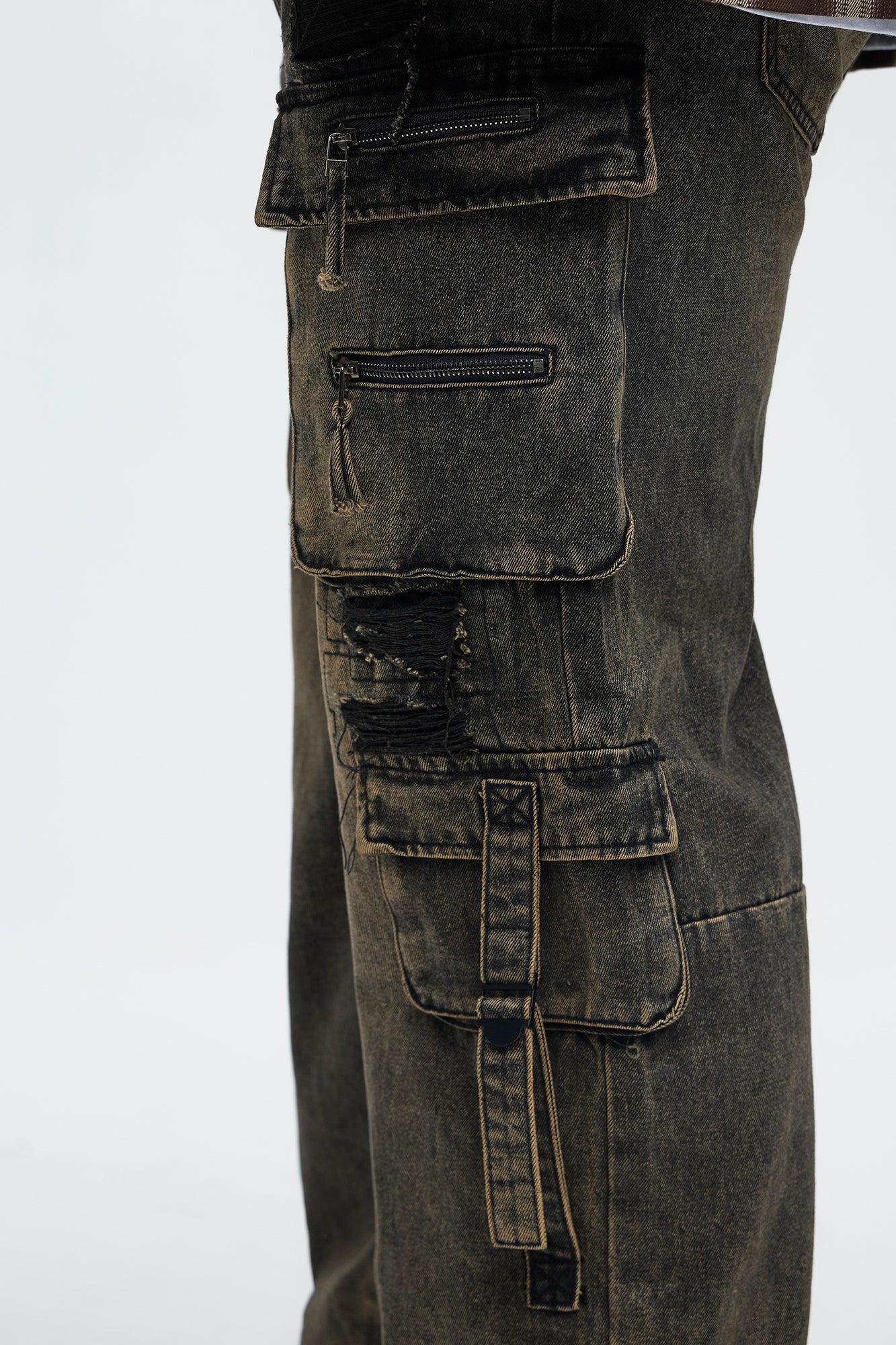 Baggy Mission Ready Cargo Jeans - Black Wash Product Image