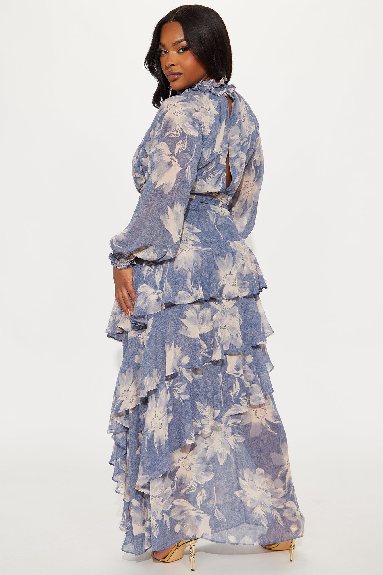 Sofia Chiffon Maxi Dress - Blue/combo Product Image