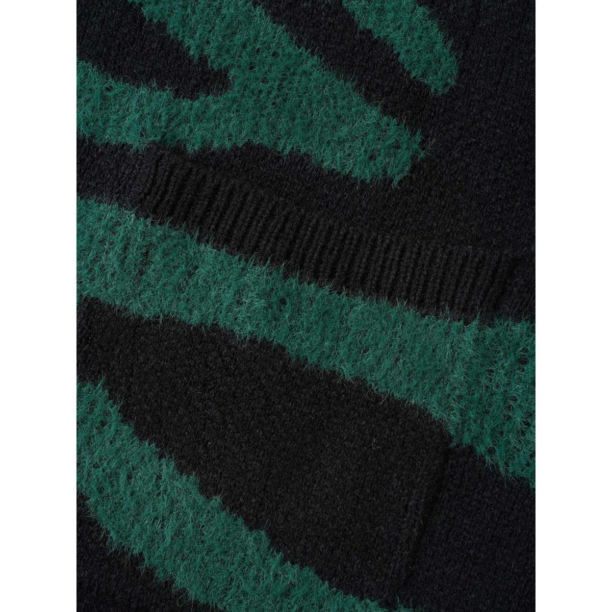 Plus Size Zebra Jacquard Drop Shoulder Cardigan ArmyGreen Women Casual Loose Long Sleeve Everyday Cardigans BloomChic 28/5X Product Image