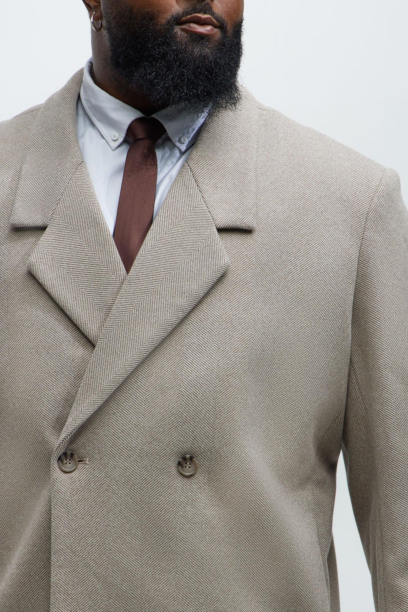 Hallron Herringbone Double Breasted Blazer - Taupe Product Image