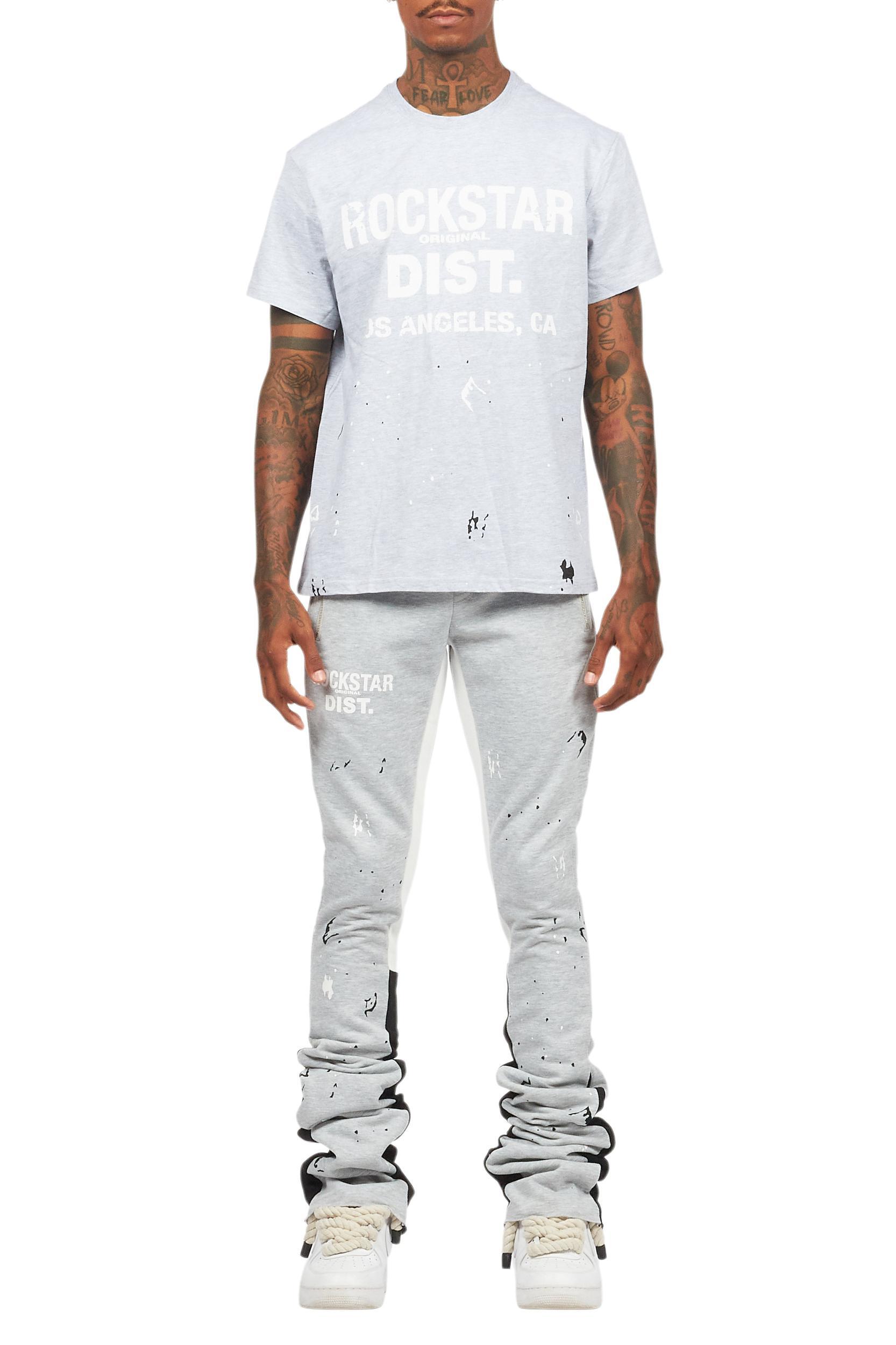 Scottie Heather Grey T-Shirt/Stacked Flare Track Pant Set Male Product Image