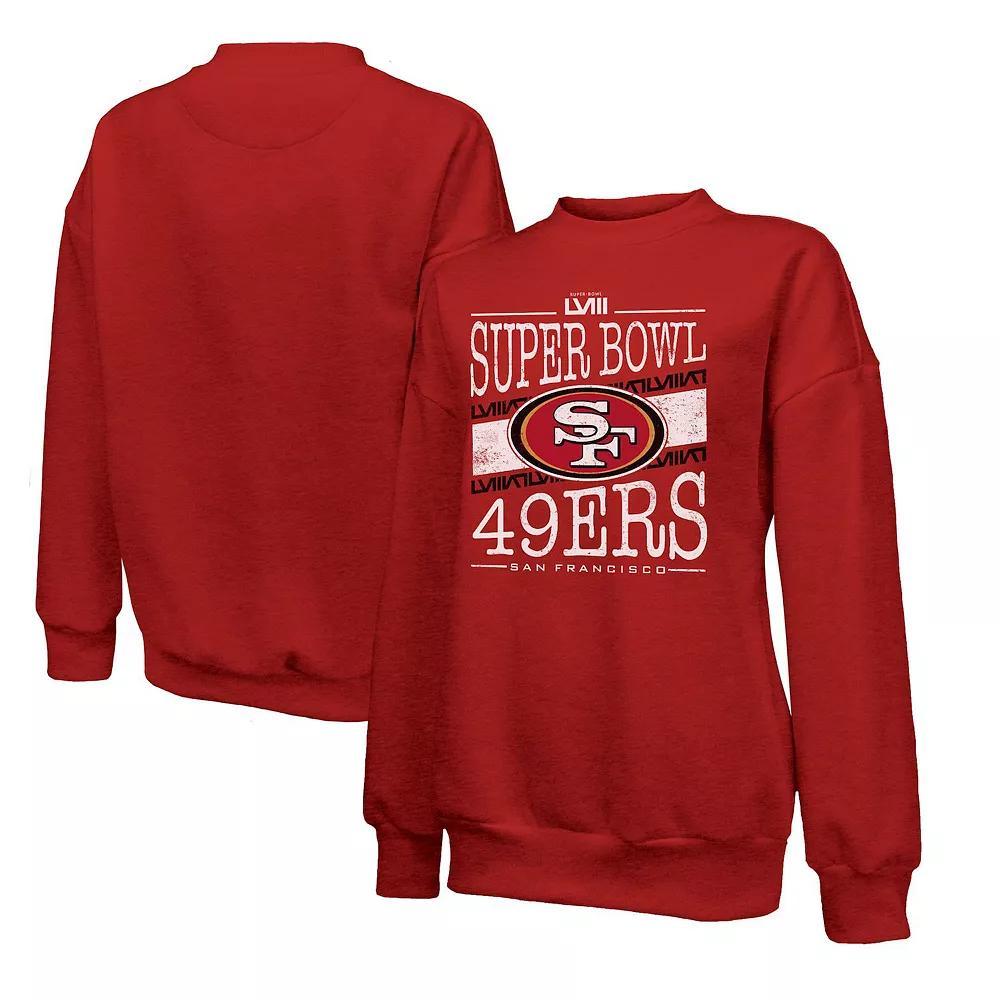 Women's Majestic Threads  Scarlet San Francisco 49ers Super Bowl LVIII Primetime Tri-Blend Pullover Sweatshirt, Size: 2XL, Red Product Image