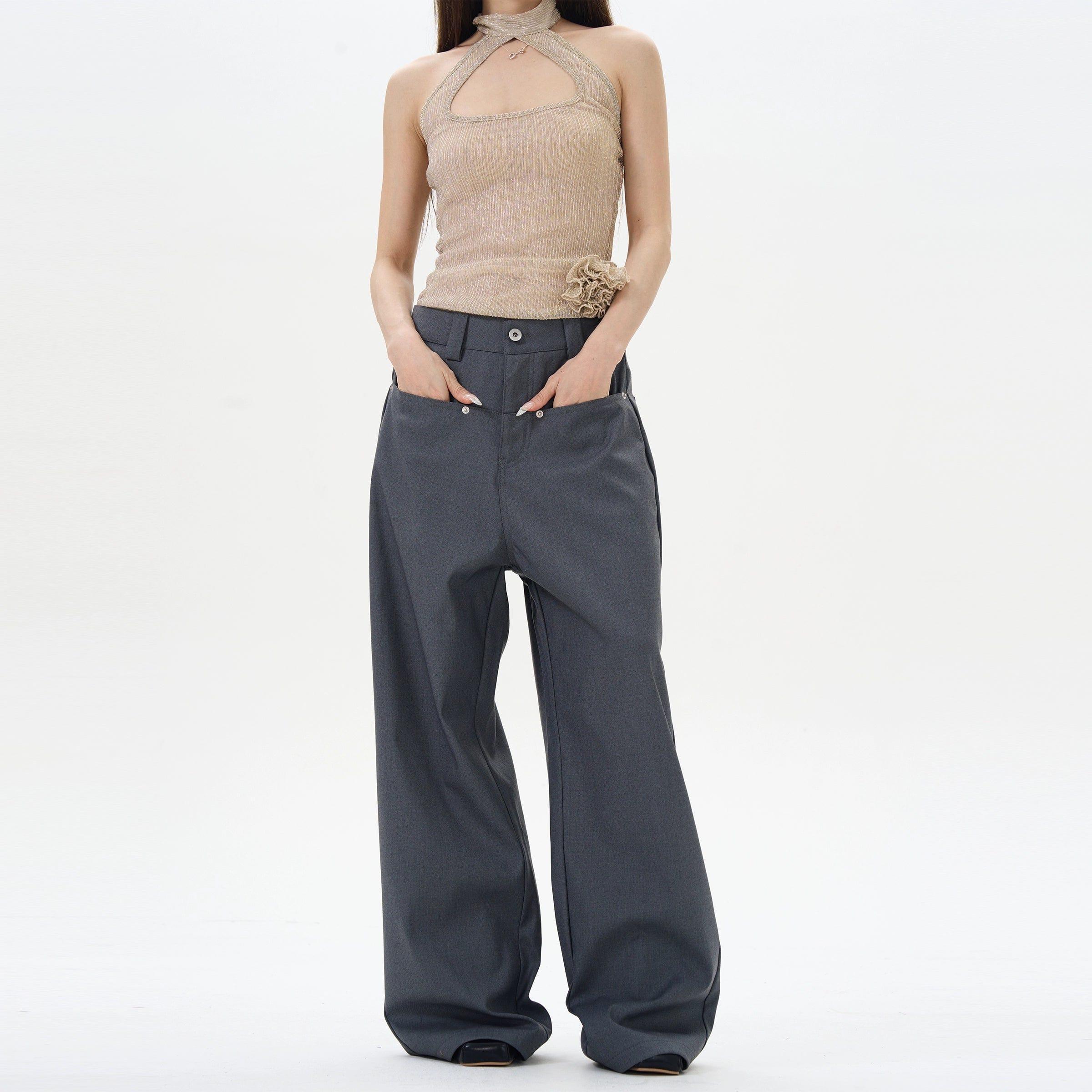 RT No. 12254 DRAPE WIDE STRAIGHT PANTS Product Image