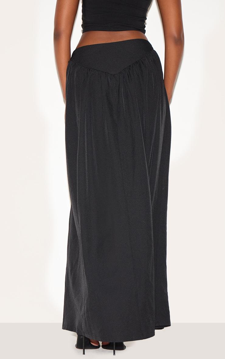 Black Dipped Waist Structured A Line Maxi Skirt Product Image