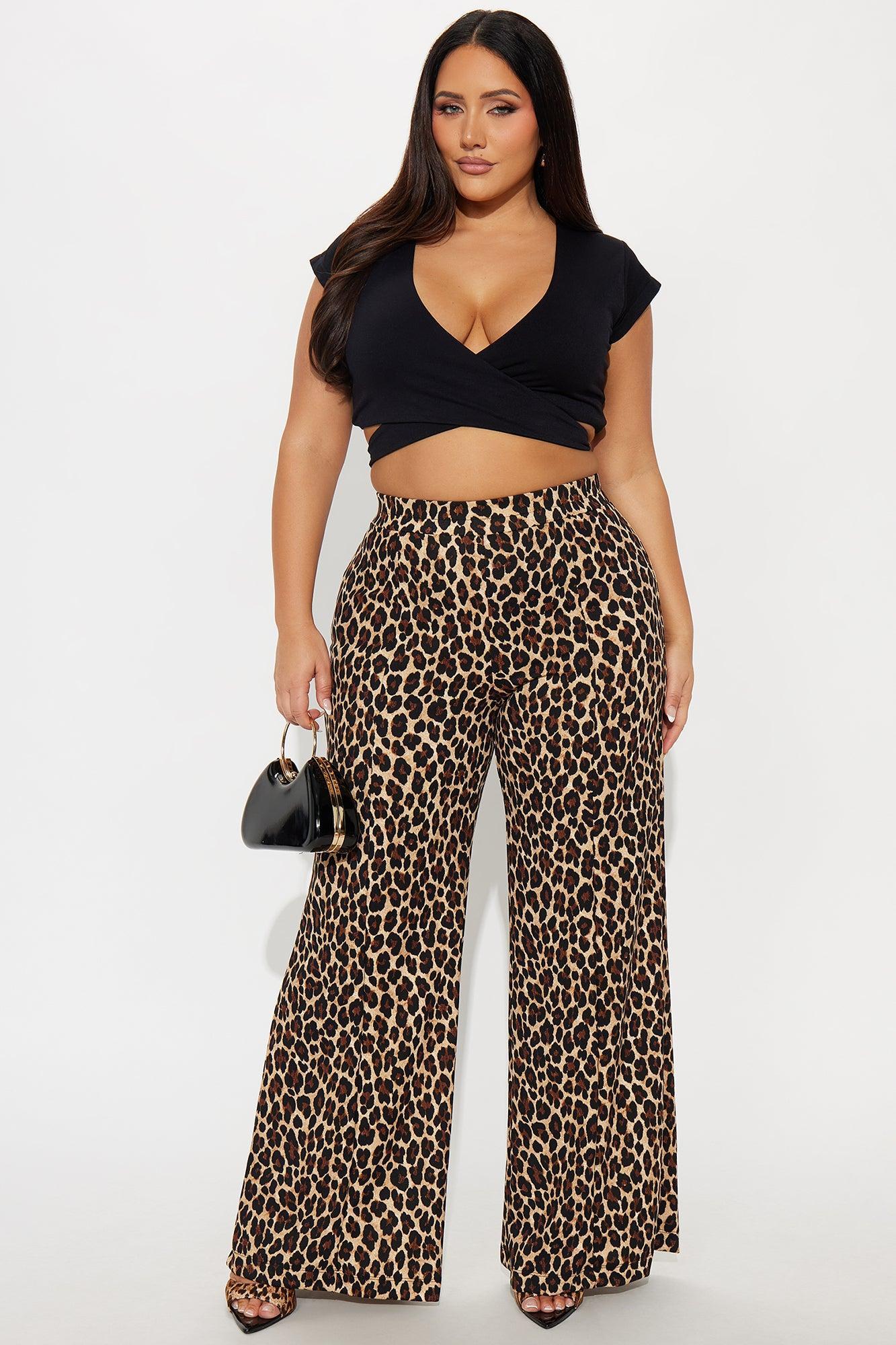 On The Hunt Wide Leg Leopard Trouser Pant - Leopard Product Image