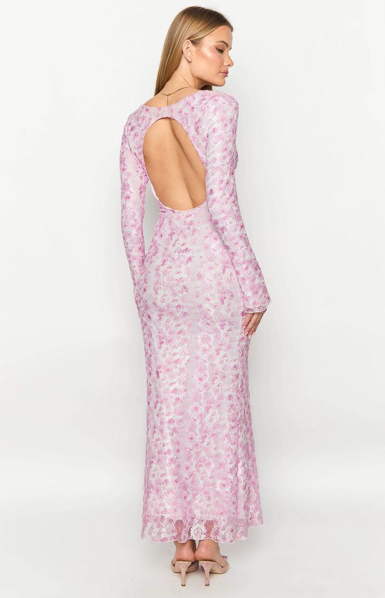 Zach Pink Long Sleeve Maxi Dress Product Image