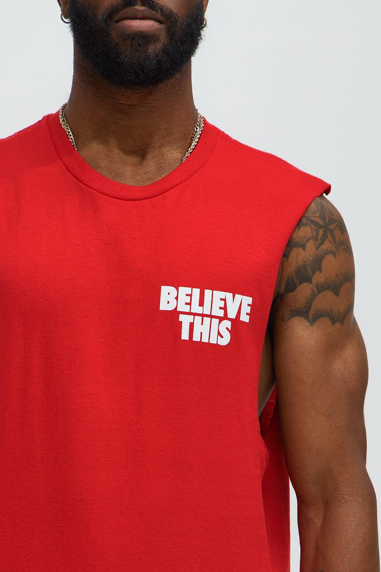 Believe This Muscle Tee - Red Product Image