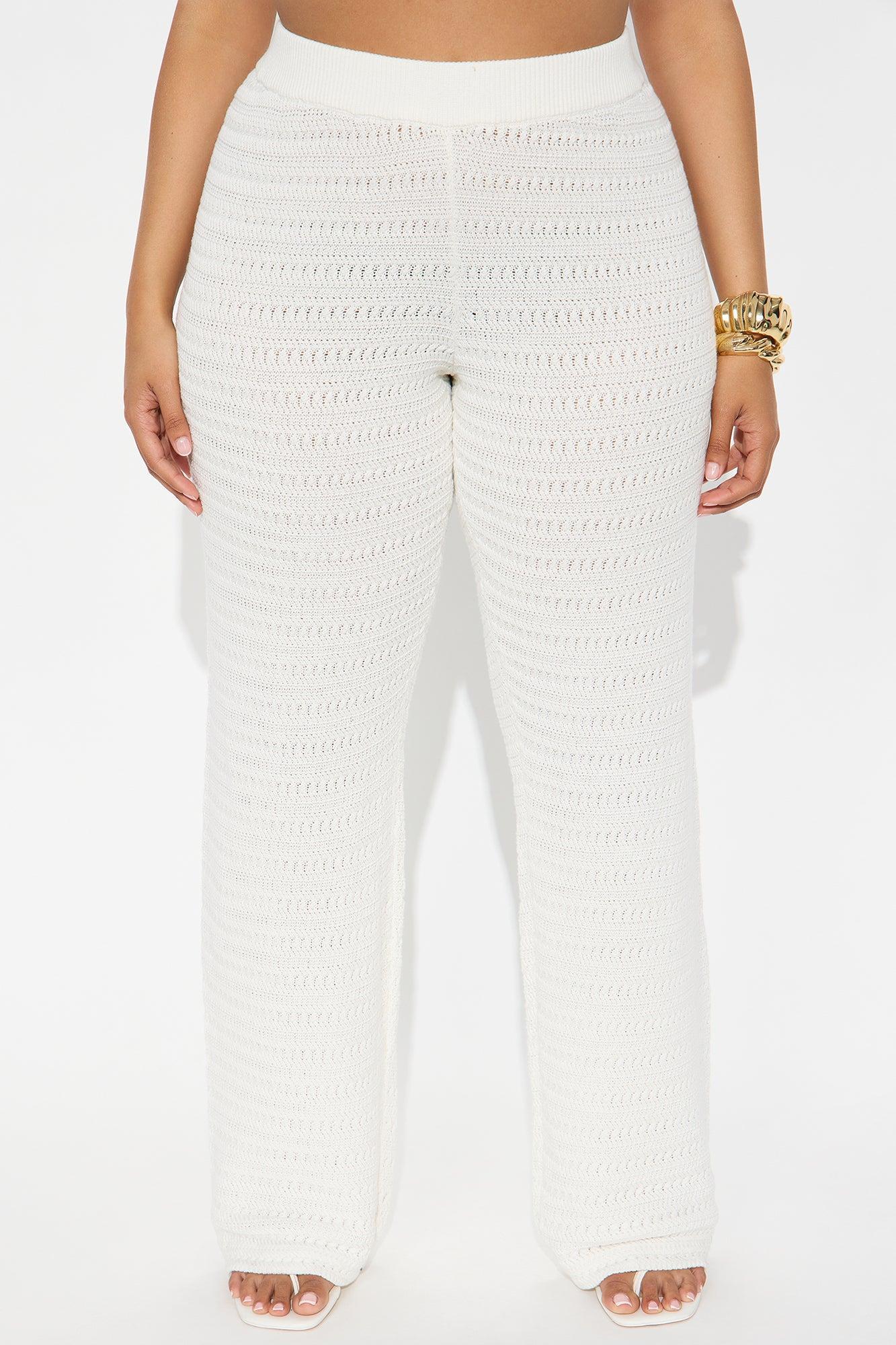 Live In Style Crochet Straight Leg Pant - White Product Image