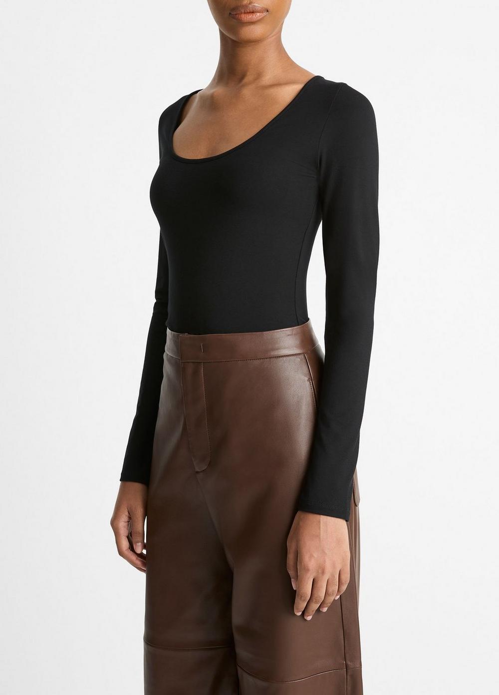 Womens Long-Sleeve Scoop Neck T-Shirt, Black, Size L Vince Product Image