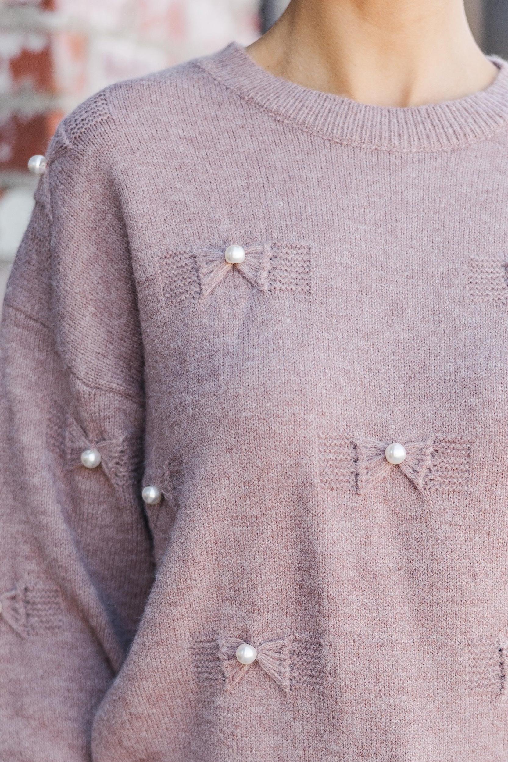 Such Bliss Mocha Brown Embellished Sweater Female Product Image