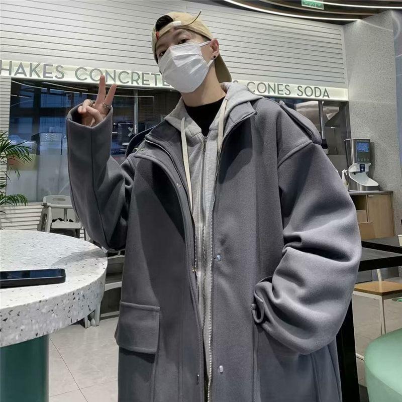 Mock Two-Piece Two Tone Hooded Zip-Up Jacket Product Image