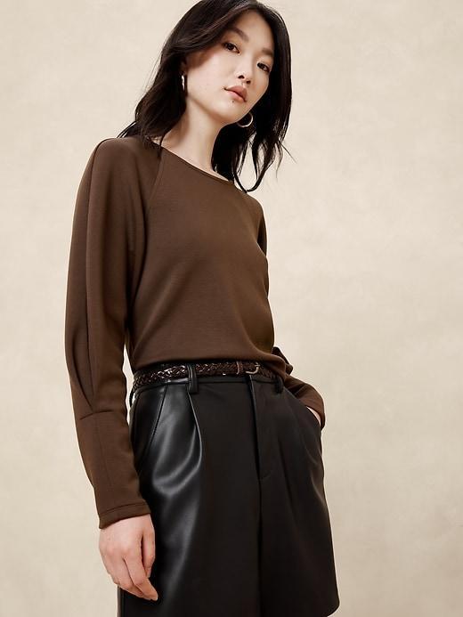 Soft Touch Scuba Raglan-Sleeve Top Product Image