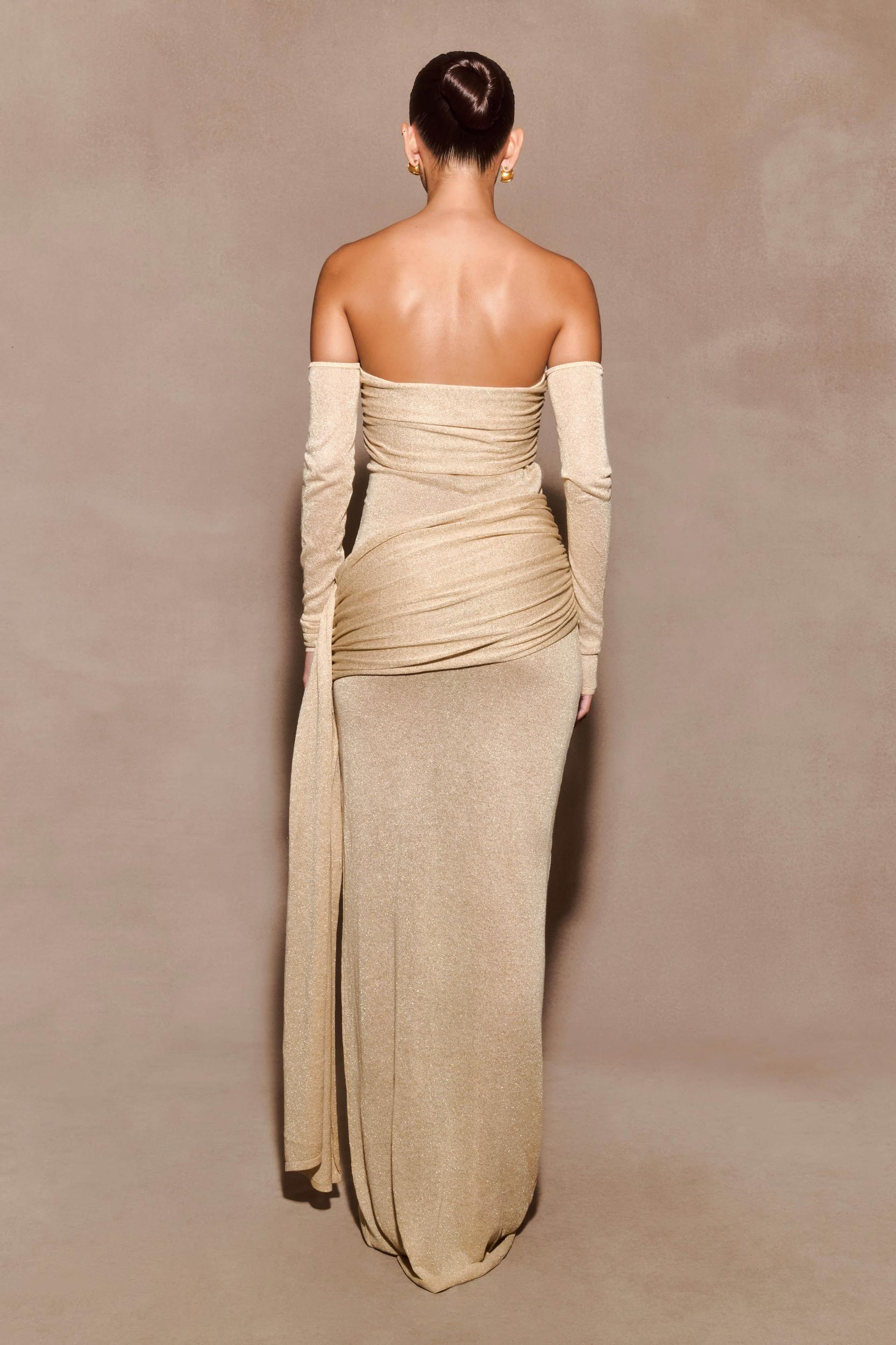 Ingrid Metallic Knit Maxi Dress - Bronze Product Image