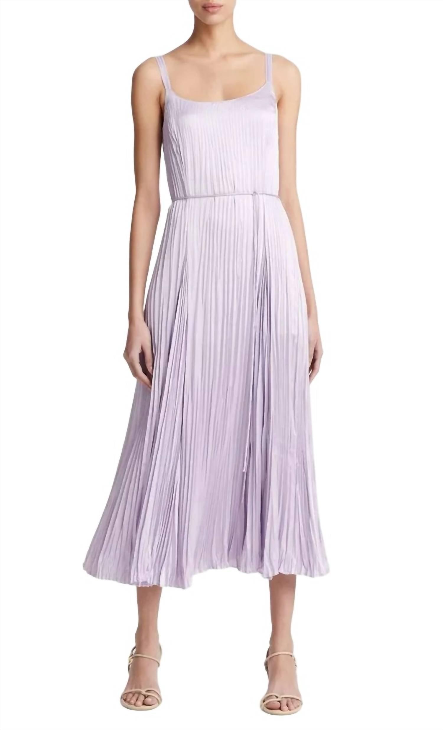 Pleated Crushed Satin Midi Slip Dress In Multi Product Image