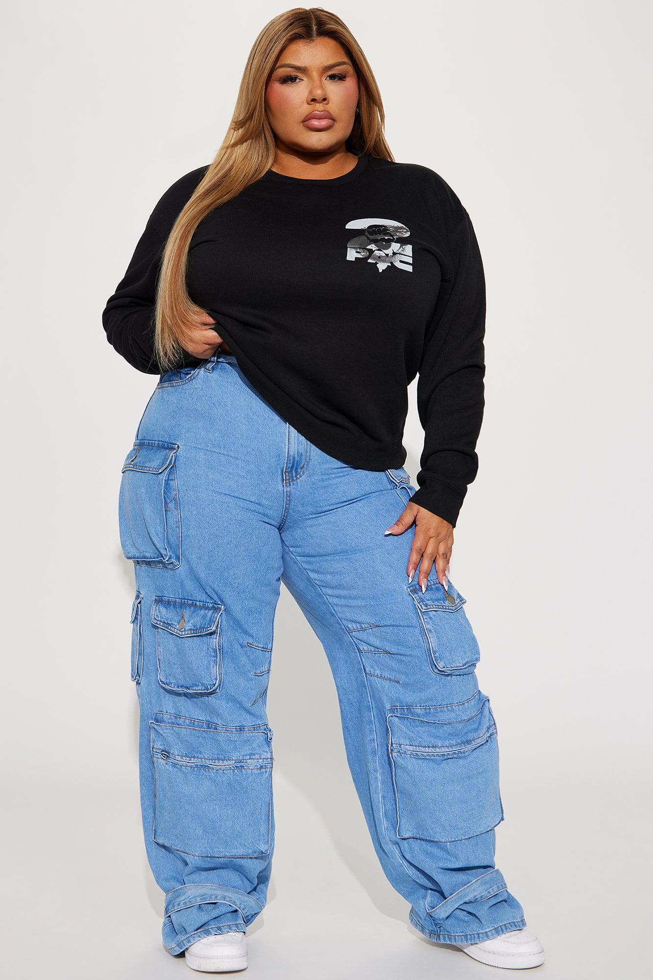 Tupac Washed Crew Neck Sweatshirt - Black Wash Product Image