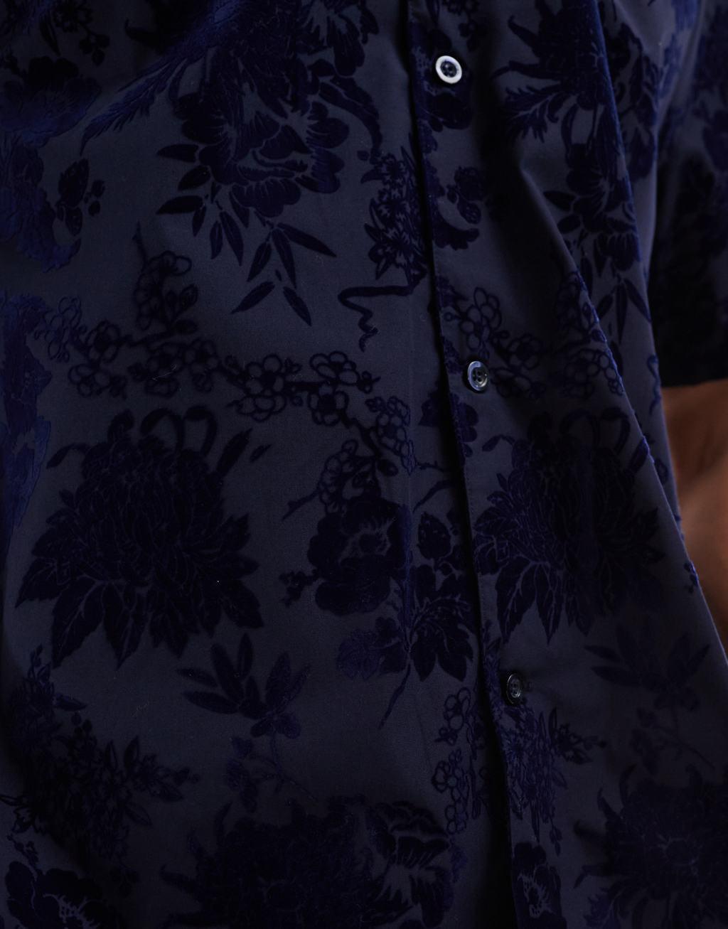 Twisted Tailor jacquard shirt in navy Product Image