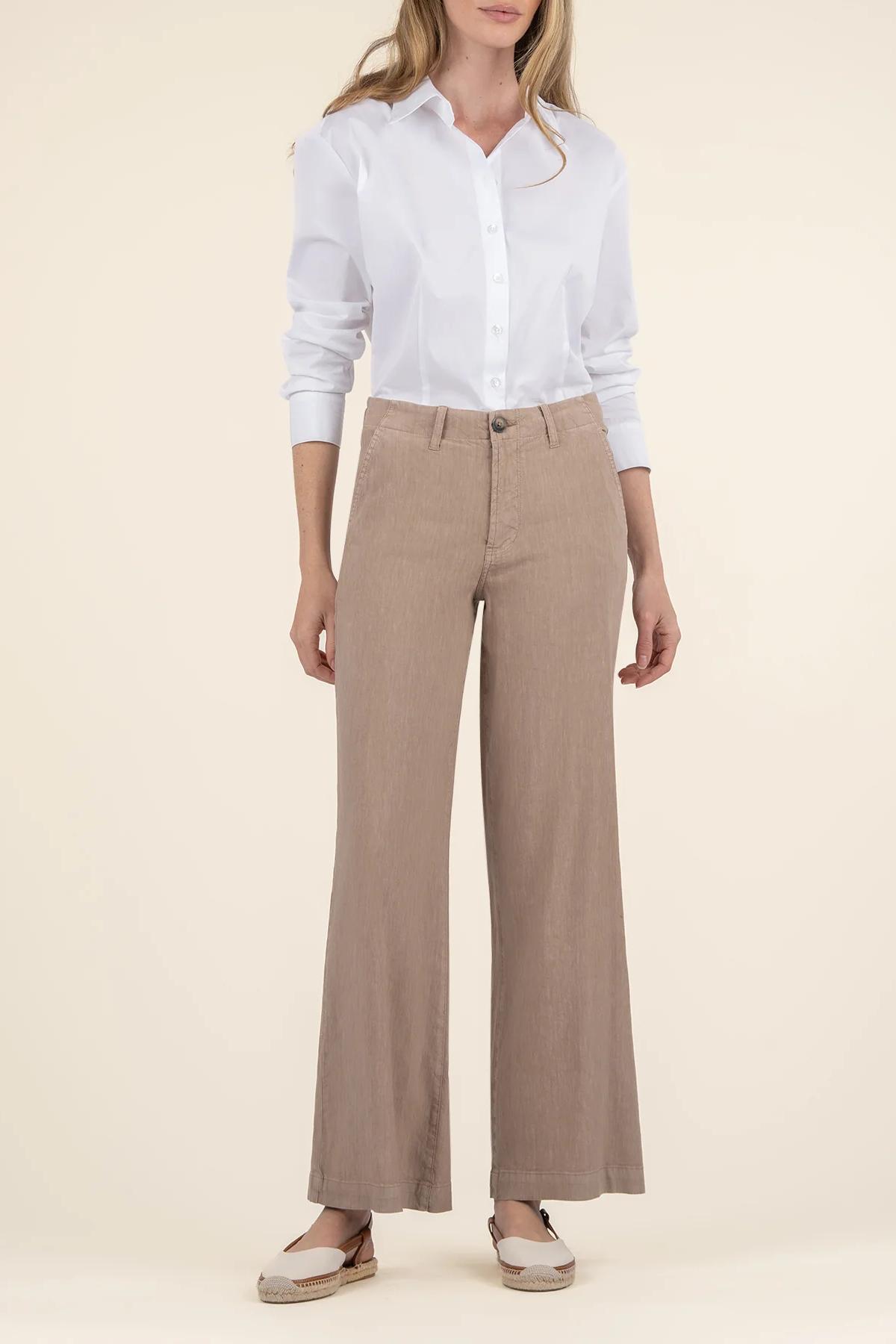 Meg Linen Wide Leg Pants- Khaki Product Image