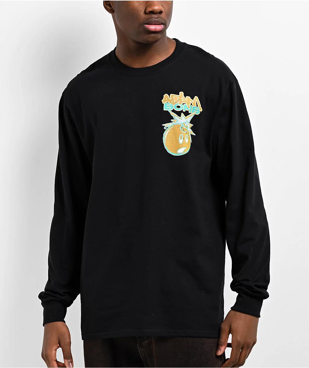 Adam Bomb Palm Adam Black Long Sleeve T-Shirt Product Image