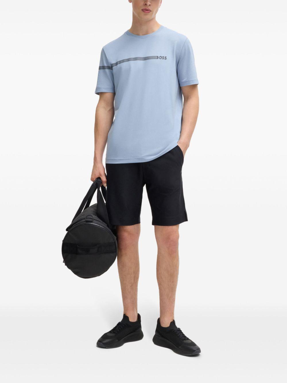 HUGO BOSS T-shirt With Stripes And Logo In Light Blue Product Image