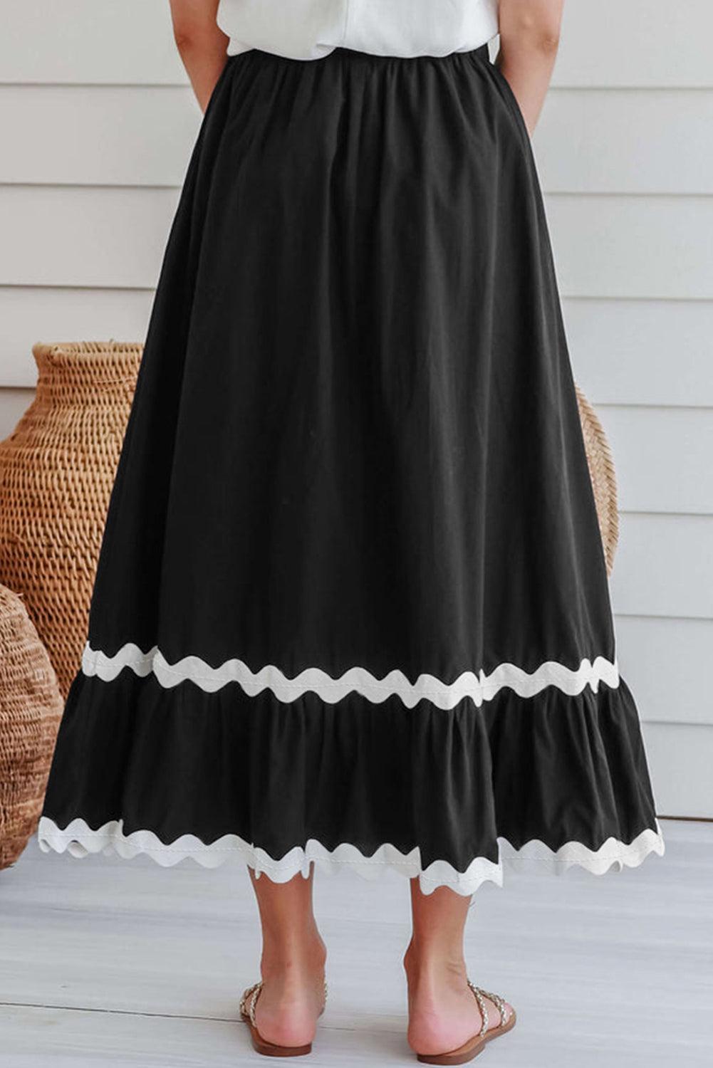 Contrast Trim Elastic Waist Skirt Product Image