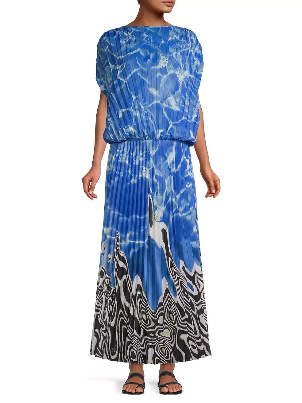 Pleated Blouson Maxi Dress Product Image