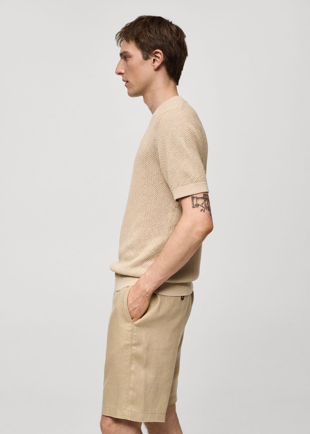Mango Mens Structured Cotton Knit T-Shirt Product Image