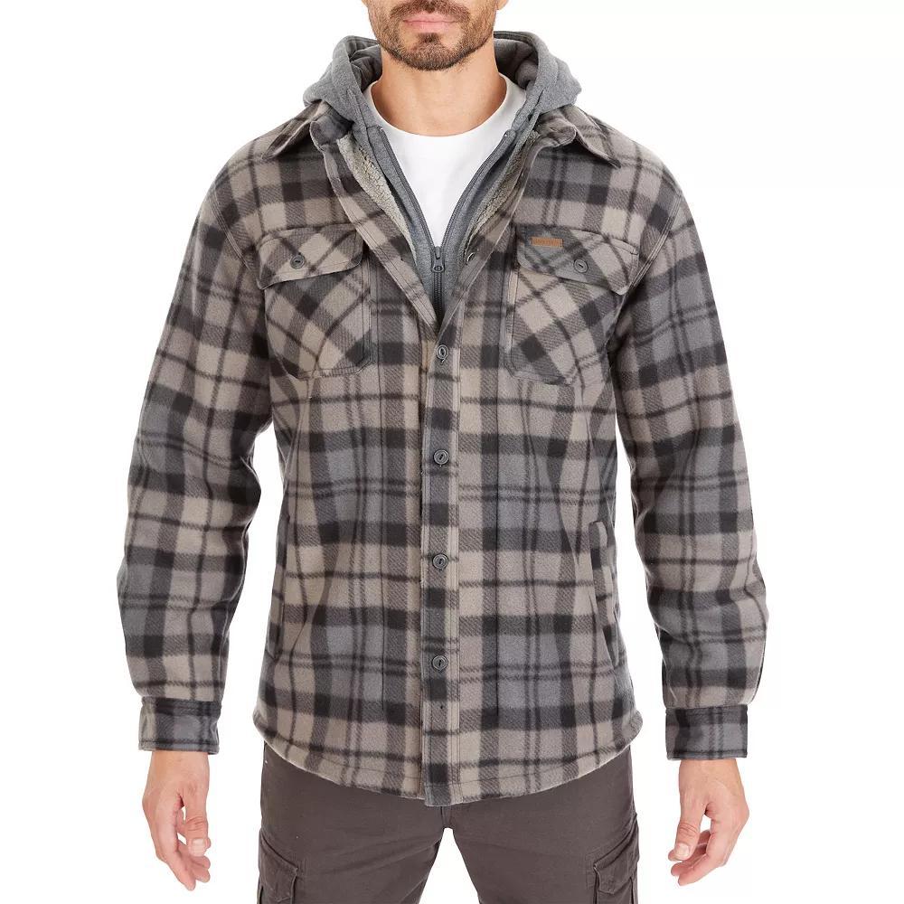 Big & Tall Smith's Workwear Sherpa-Lined Microfleece Shirt Jacket, Men's, Size: 3XB, Blue Black Product Image