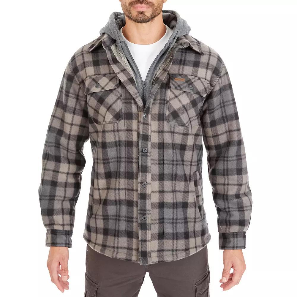 Big & Tall Smith's Workwear Sherpa-Lined Microfleece Shirt Jacket, Men's, Size: 3XB, Blue Black Product Image