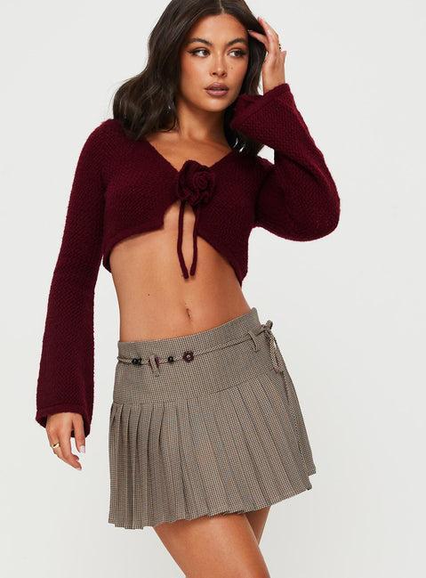 Tarnya Plaid Mini Skirt Brown Product Image