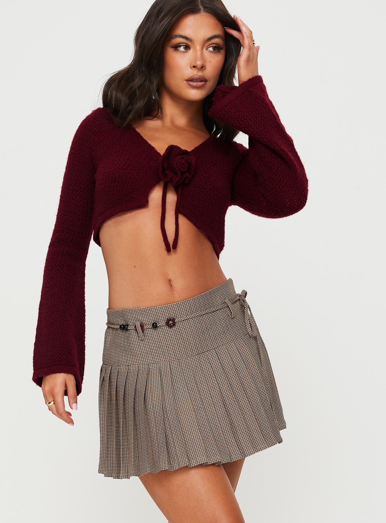 Tarnya Plaid Mini Skirt Brown Product Image