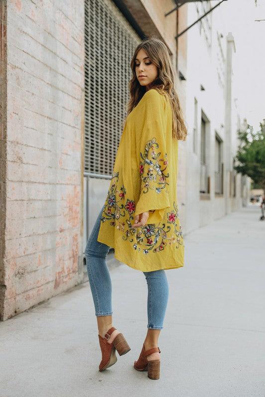 Long Floral Kimono Cardigan Product Image