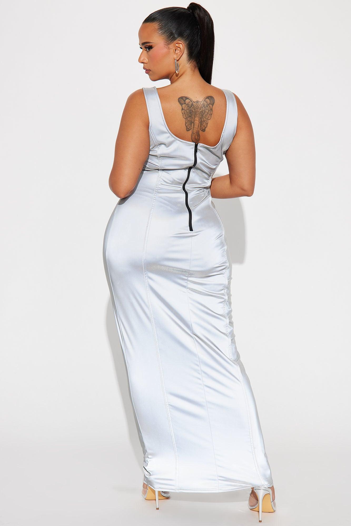 Dana Sleeveless Reflective Maxi Dress - Grey Product Image