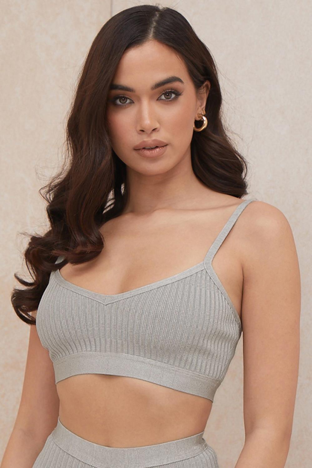 Evie Grey Marl Bandage Bralette Product Image
