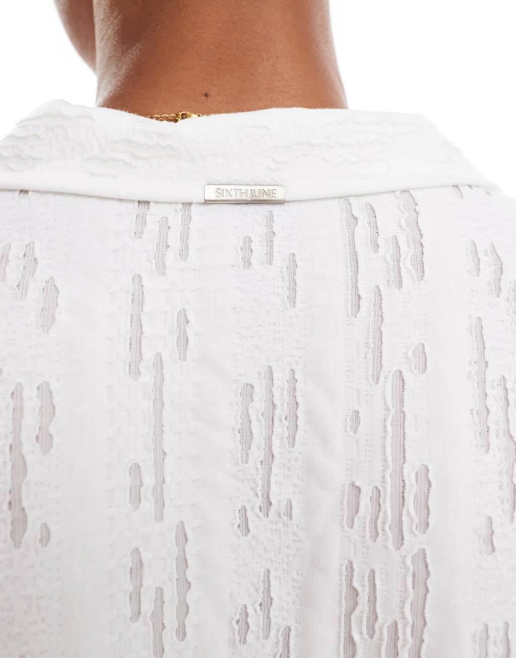 Sixth June textured camp collar shirt in white - part of a set Product Image