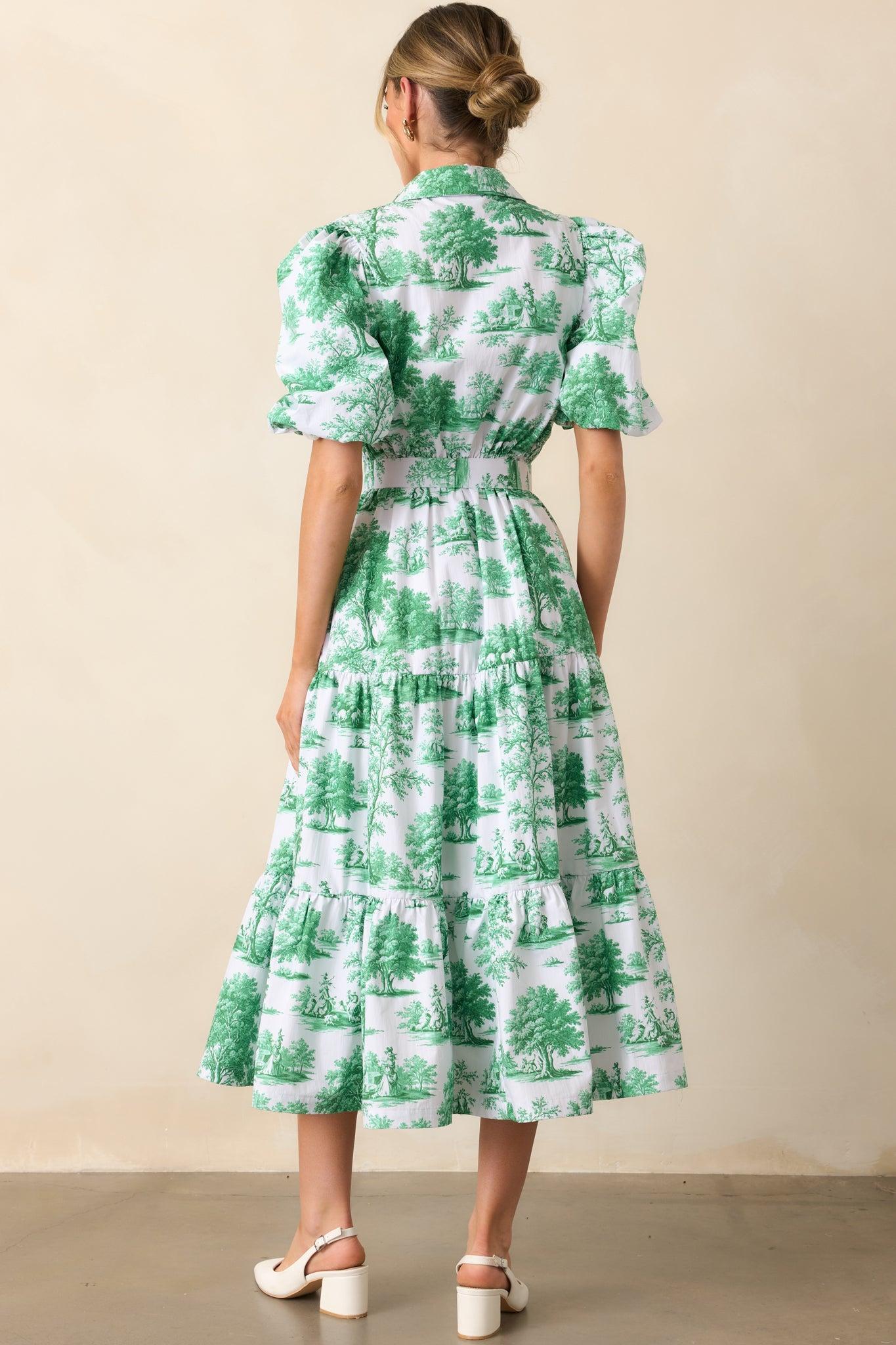 Georgia Eden Green Toile Cotton Midi Dress Product Image