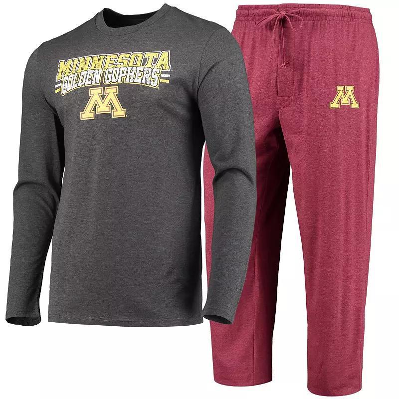 Men's Concepts Sport Maroon/Heathered Charcoal Minnesota Golden Gophers Meter Long Sleeve T-Shirt & Pants Sleep Set, Size: Medium Product Image