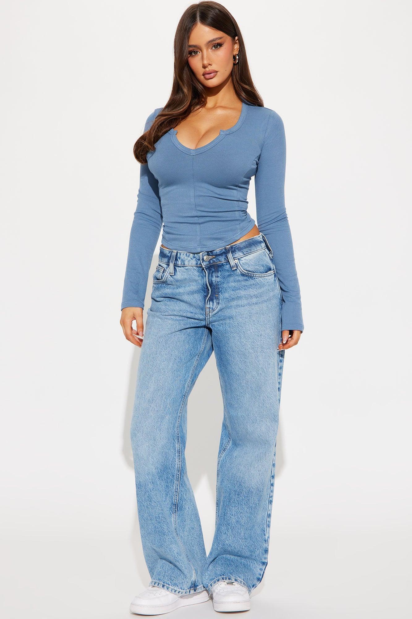 Here To Stay Ribbed Top - Blue Product Image