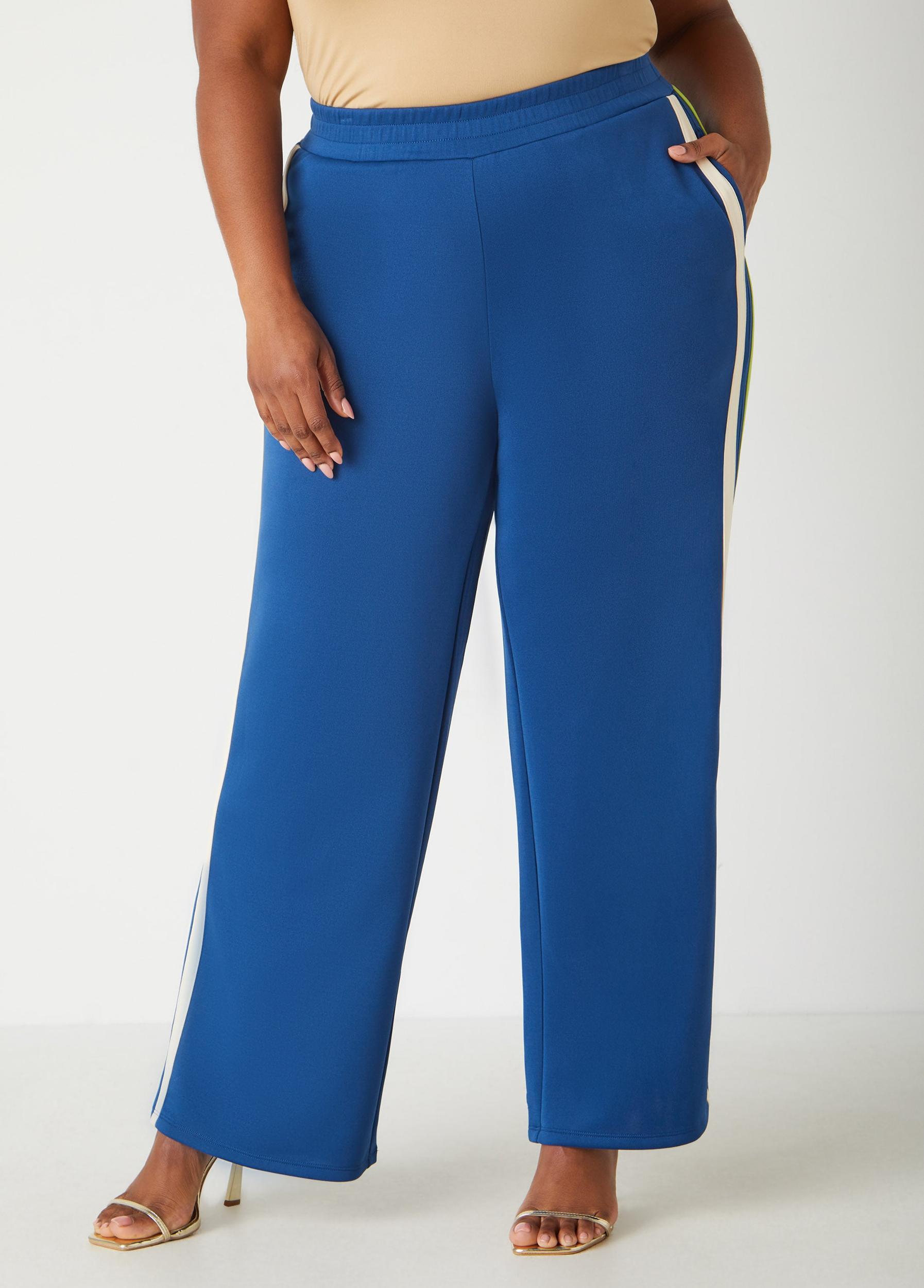 Striped Trimmed Wide Leg Pants Product Image