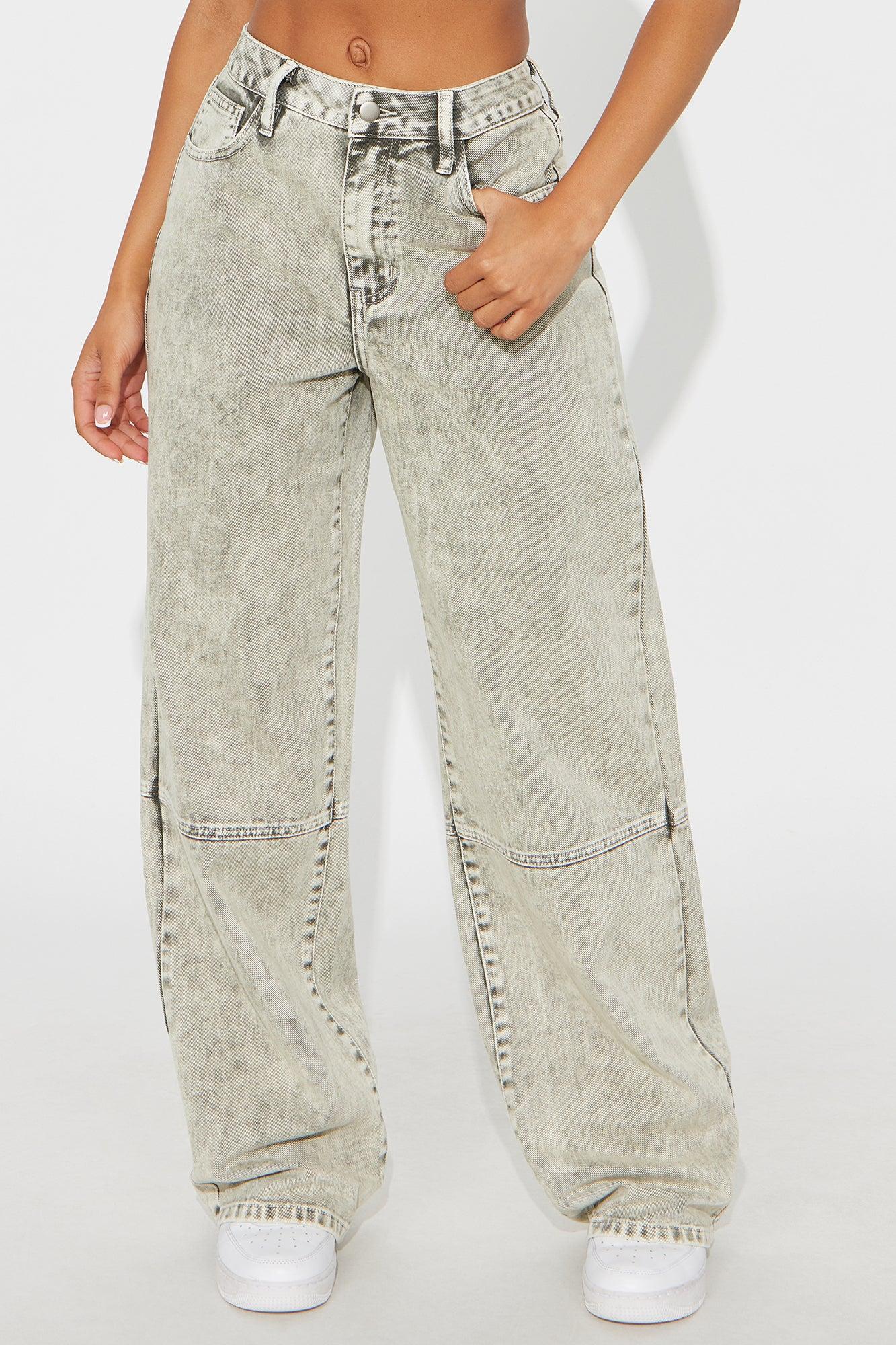 Zoraya Wide Leg Jeans - Acid Wash Grey Product Image