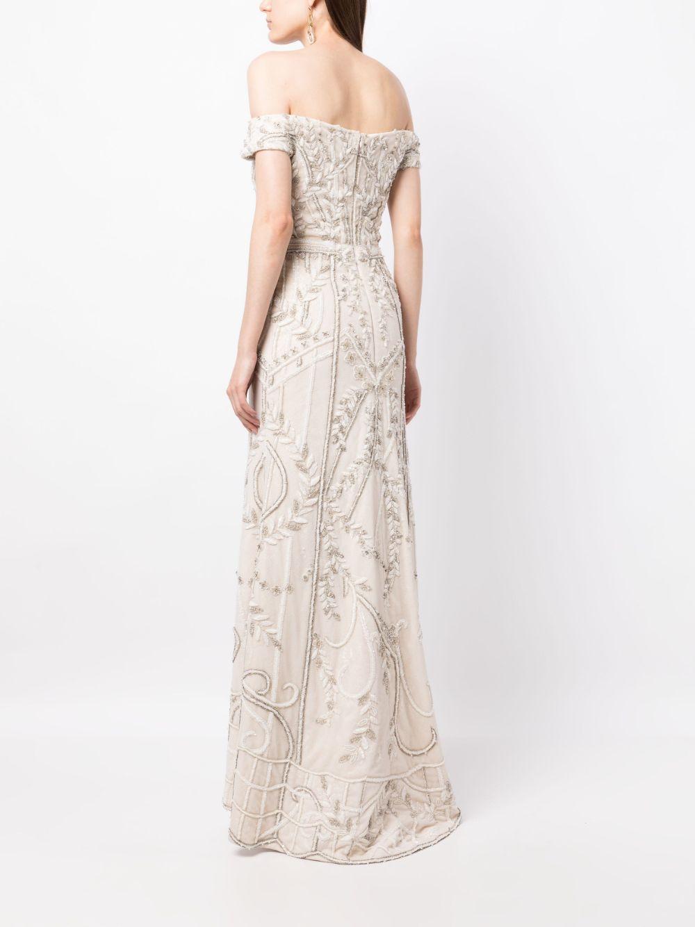 off-shoulder beaded tulle dress Product Image