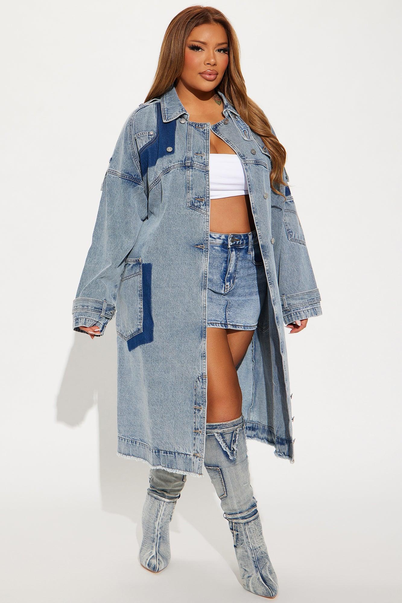 All Mixed Up Denim Trench - Light Wash Product Image