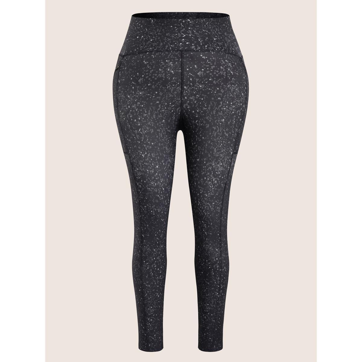 Plus Size Allover Print Zipper Seam Detail High Rise Leggings Women BlackFlower Casual High stretch Skinny High Rise Everyday Leggings BloomChic 10/M Product Image