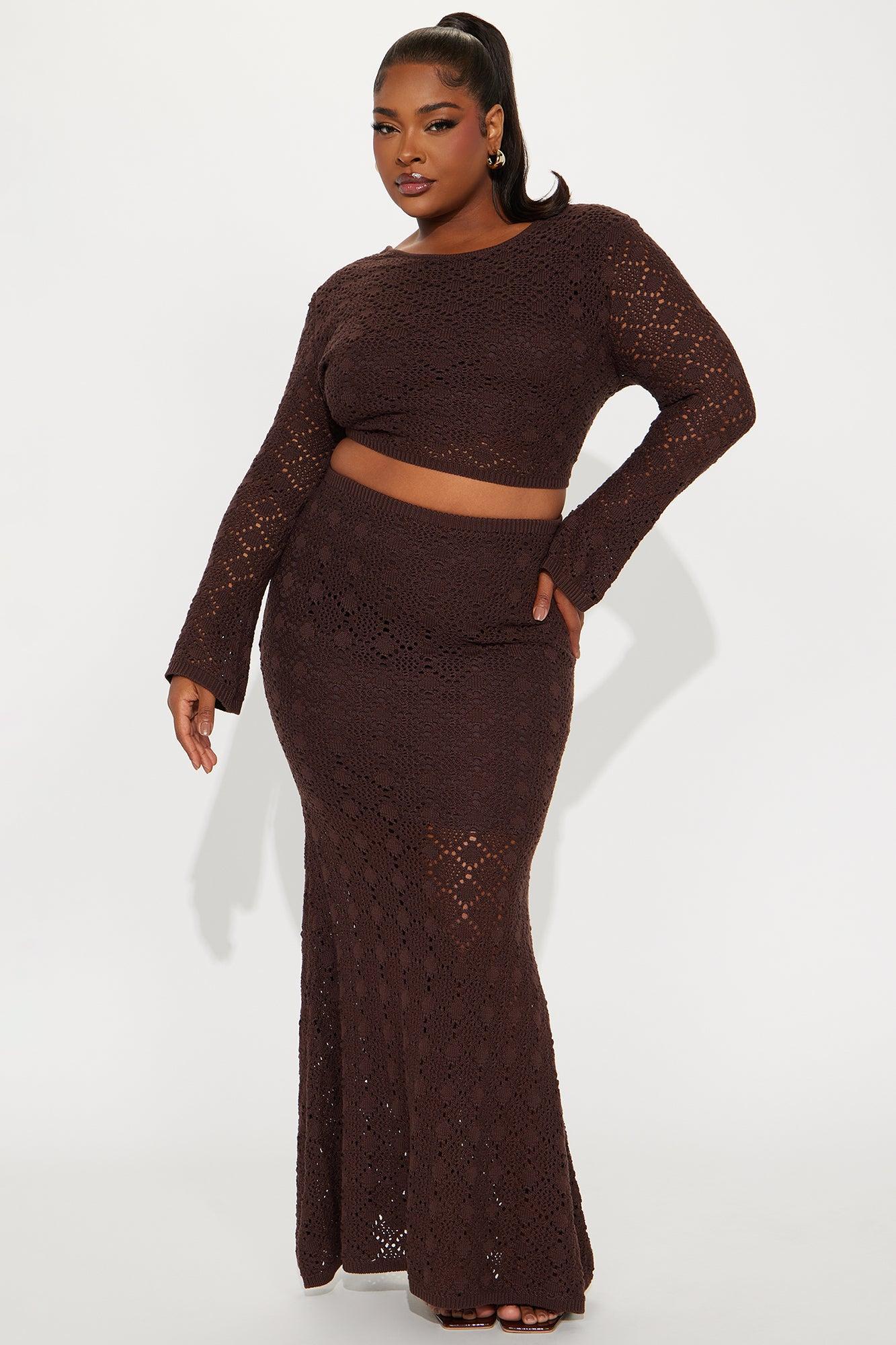 Cozumel Crochet Maxi Skirt Set - Chocolate Product Image