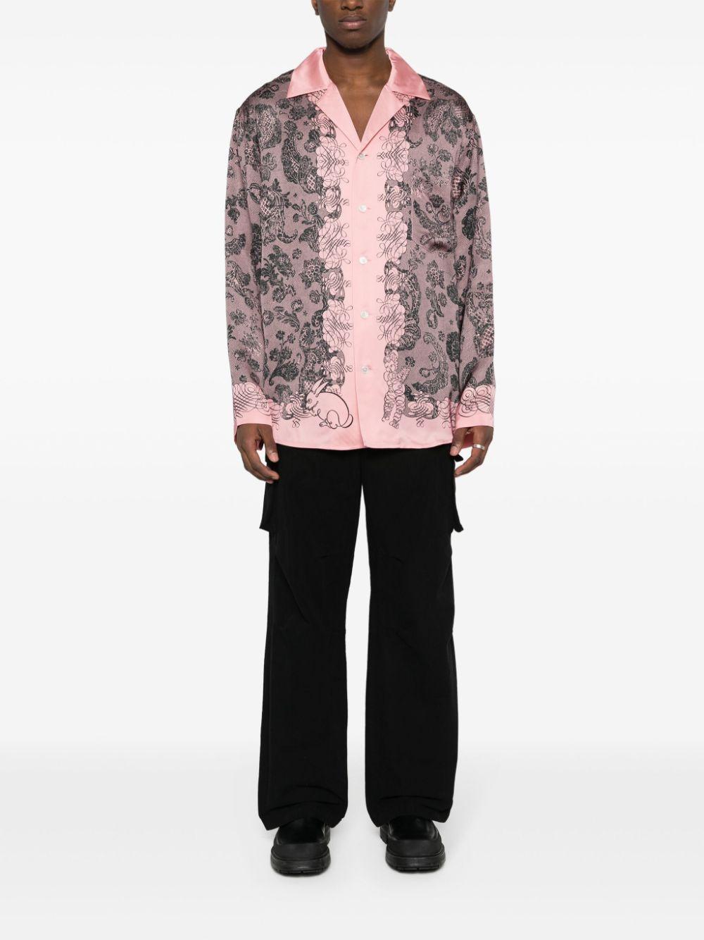 ACNE STUDIOS Floral-print Satin Shirt In Pink Product Image