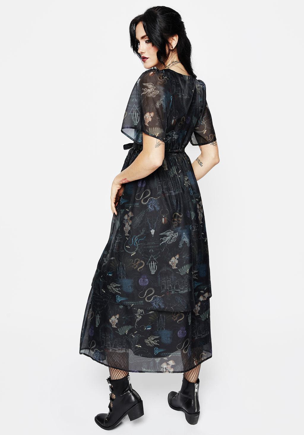 Maudeline Victoriana Print Layered Organza Midaxi Dress Product Image
