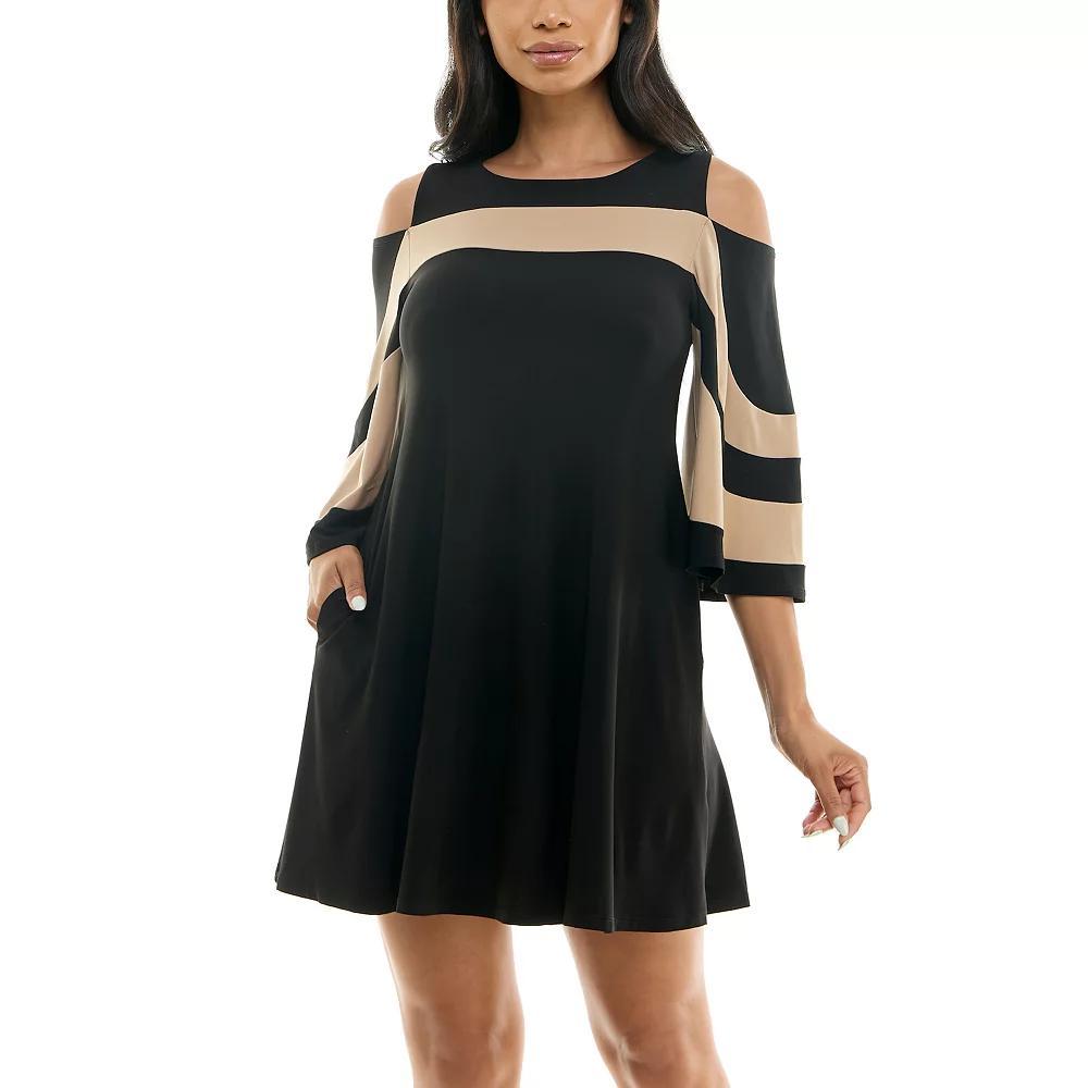 Women's Nina Leonard Draped Sleeve Cold-Shoulder Dress, Size: XL, Deep  Ivory Product Image