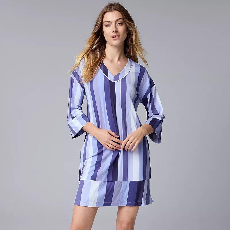 Womens Simply Vera Vera Wang 3/4 Sleeve Cozy Jersey Sleepshirt Red Dot Product Image