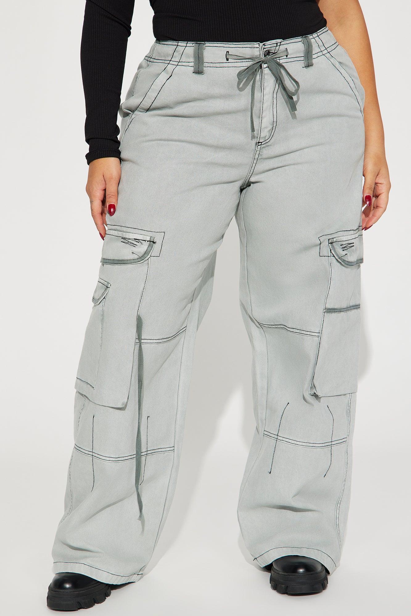 Think Twice Cargo Pant - Grey Product Image